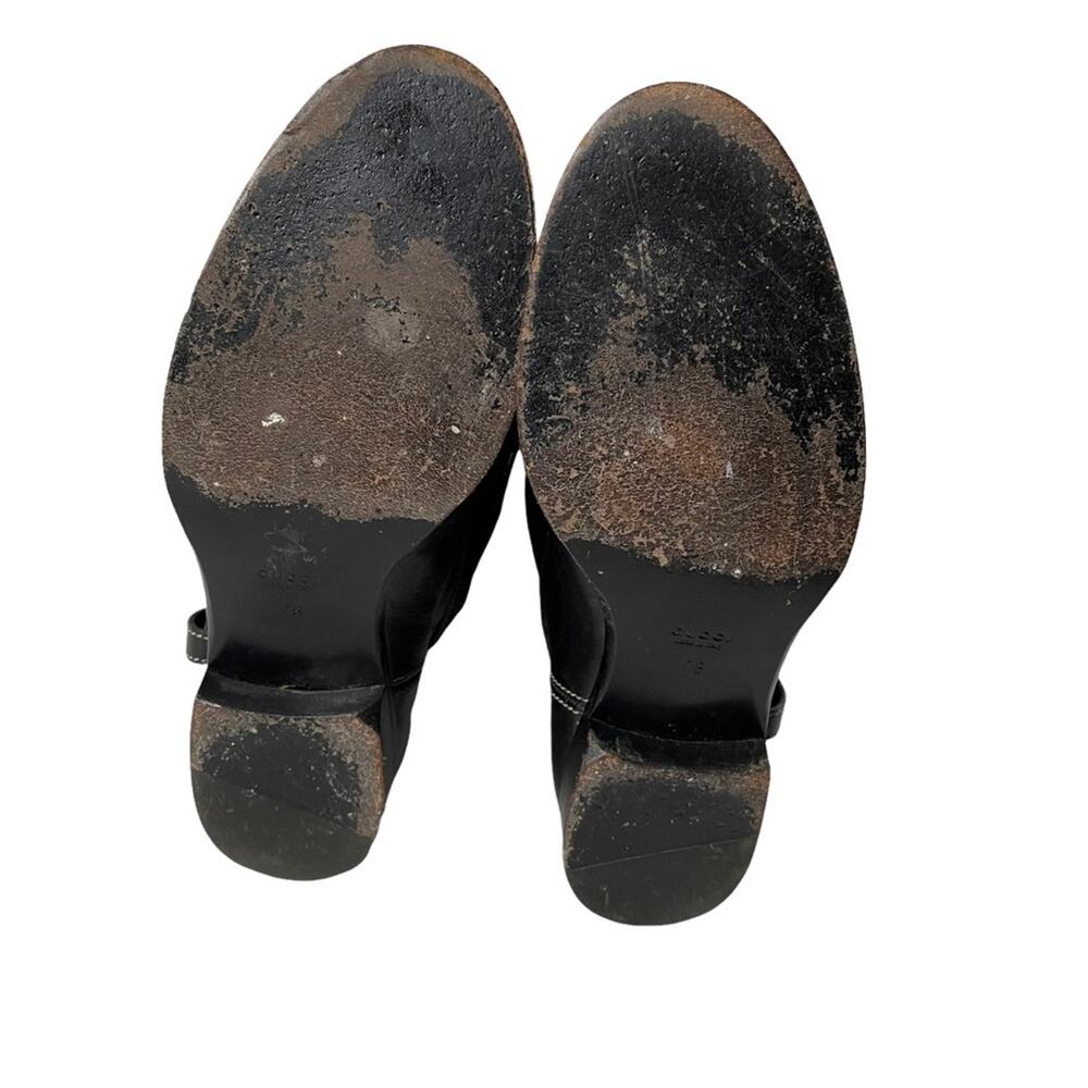 Gucci Interlocking G Logo Tall Riding Boots Knee Leather Black 7 GUC - Picture 3 of 16